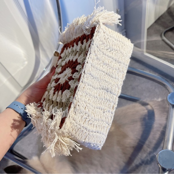 UNUSED❤️🔥 Zara Women Cotton Crochet Basket Purse Square Fring Summer Bag - Picture 4 of 10